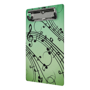 Minicarpeta De Pinza Notas Elegantes Diseño Música Verde