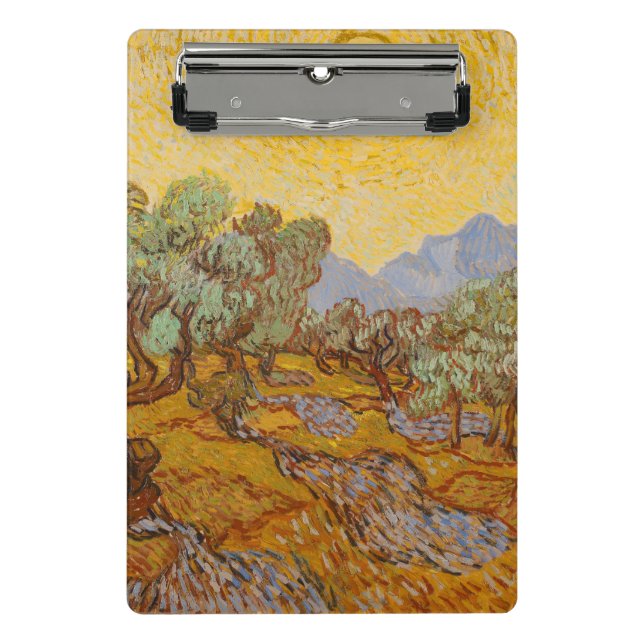 Minicarpeta De Pinza Olivos de Van Gogh Cielo Sol Amarillo (Anverso)