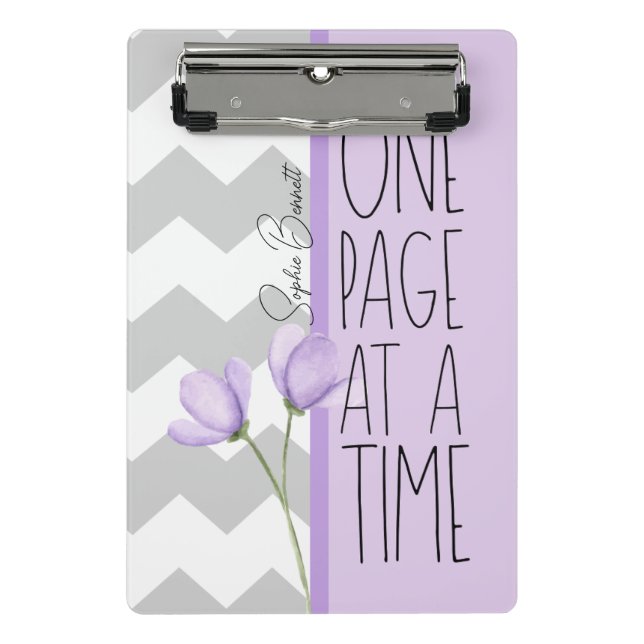 Minicarpeta De Pinza One Page at a Time – Motivational Lavender Floral (Anverso)