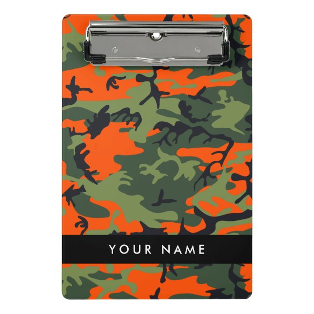 Minicarpeta De Pinza Orange Camouflage Pattern, Your name, Personalize (Anverso)