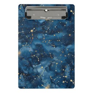Minicarpeta De Pinza Oro Azul Medianoche Nebulosa Cósmica Polvo de Estr