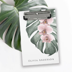 Minicarpeta De Pinza Orquídeas Rosas Lujo Tropical Floral Acuarela