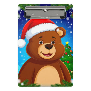 Minicarpeta De Pinza Oso de dibujos animados lindo con sombrero de Sant