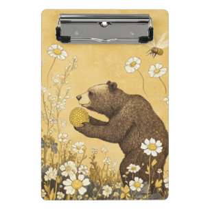 Minicarpeta De Pinza Oso de Miel en Prado de Flores Silvestres