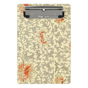 Minicarpeta De Pinza Owen Jones Patrón Antiguo: Coral Floral Gris