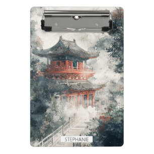 Minicarpeta De Pinza Pagoda Montaña Carmesí Tinta Lavada (1)