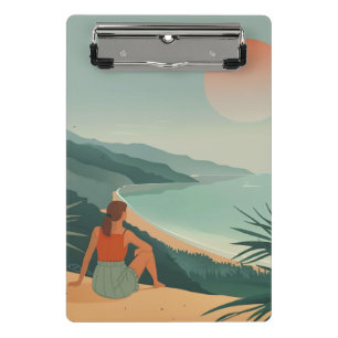 Minicarpeta De Pinza Paisaje boho terracota sabio costero bahía puesta