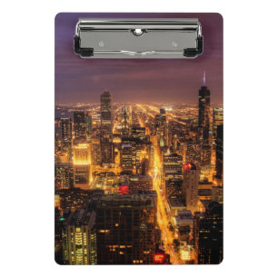 Minicarpeta De Pinza Paisaje urbano de la noche de Chicago