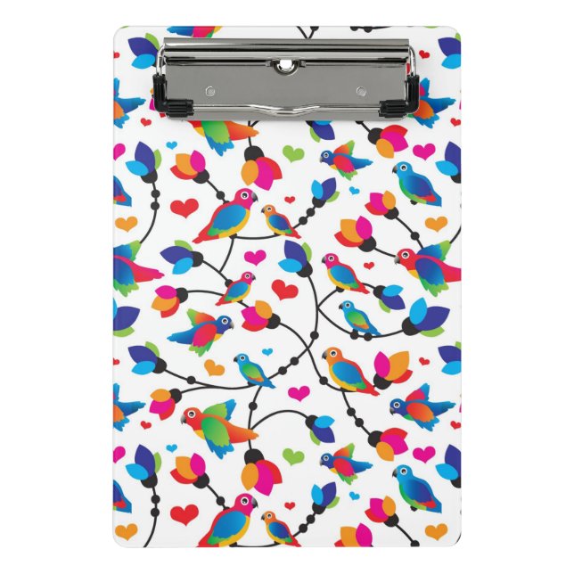 Minicarpeta De Pinza pájaro colorido lindo del loro (Anverso)