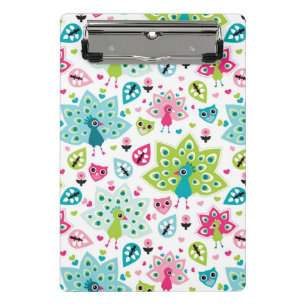 Minicarpeta De Pinza pájaro y búho del pavo real