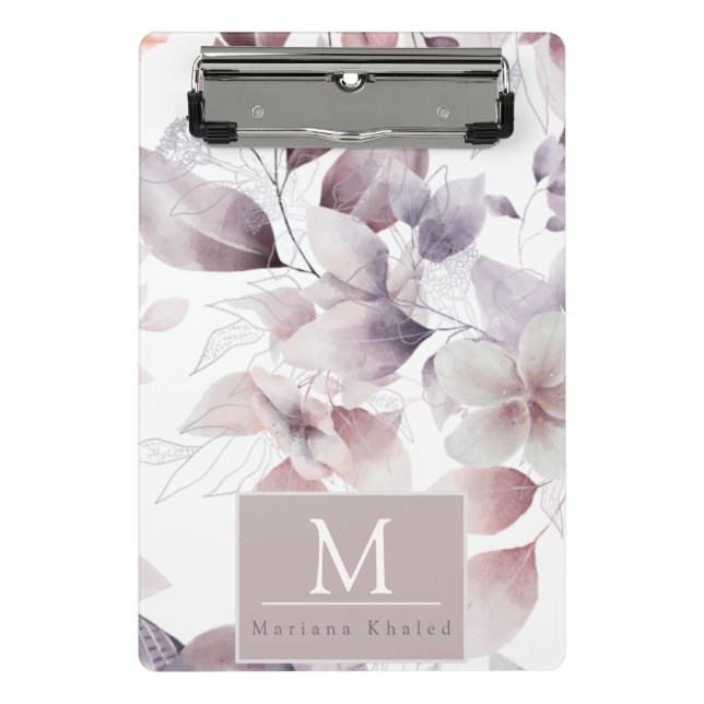 Minicarpeta De Pinza Pájaros florales Ducha de bebé de naturaleza morad (Anverso)