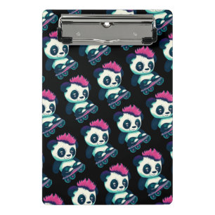 Minicarpeta De Pinza Panda de bebé lindo con mohawk   Skater Panda
