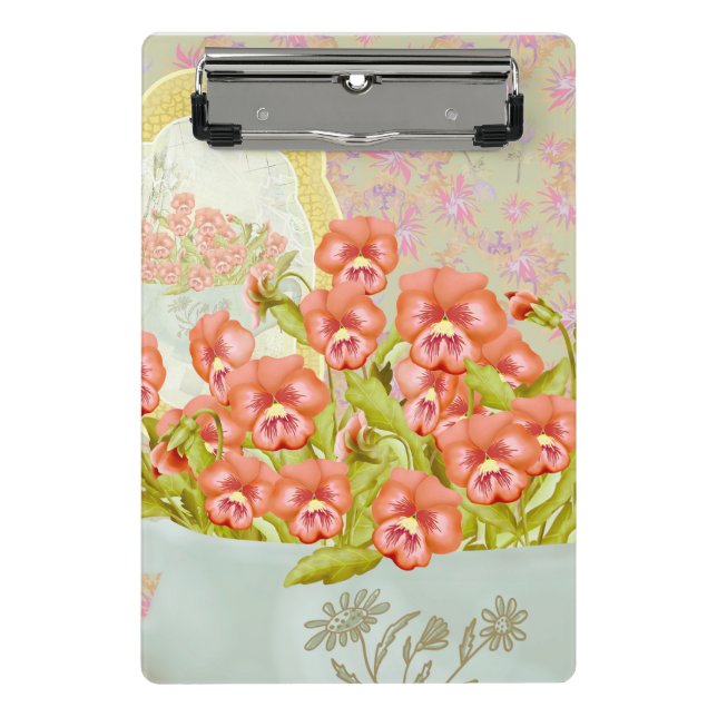 Minicarpeta De Pinza Pansies en un bol (Anverso)