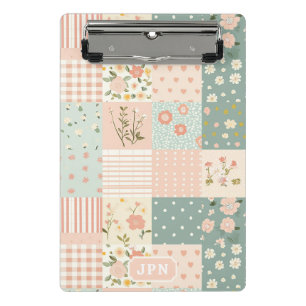 Minicarpeta De Pinza Parche vintage de jardín en rosa polvoriento y lav