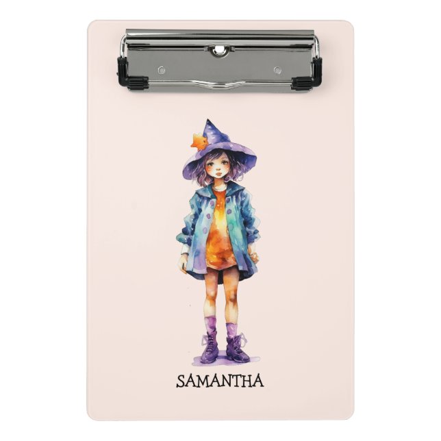 Minicarpeta De Pinza Pastel Cute Witch Chica Halloween Estética (Anverso)