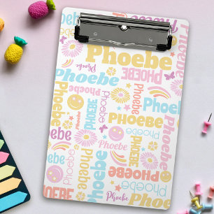Minicarpeta De Pinza Pastel preppy smilie cara star nombre personalizad