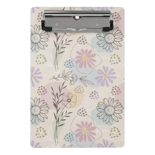 Minicarpeta De Pinza Pastel Wildflower Collage – Chic Floral Geometric  (Anverso)