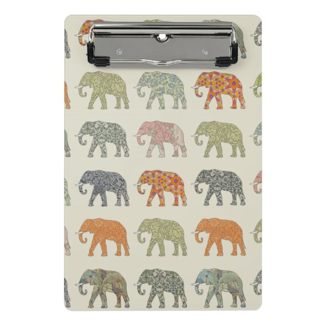 Minicarpeta De Pinza Patrón animal elefante colorido contemporáneo (Anverso)