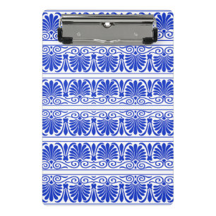 Minicarpeta De Pinza Patrón Árabe Mediterráneo Griego Azul