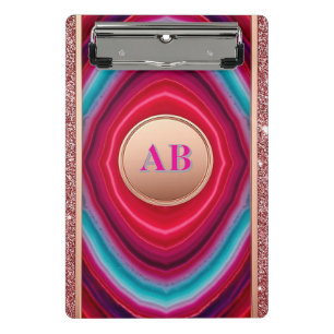 Minicarpeta De Pinza Patrón de ágata abstracta vibrante con brillo