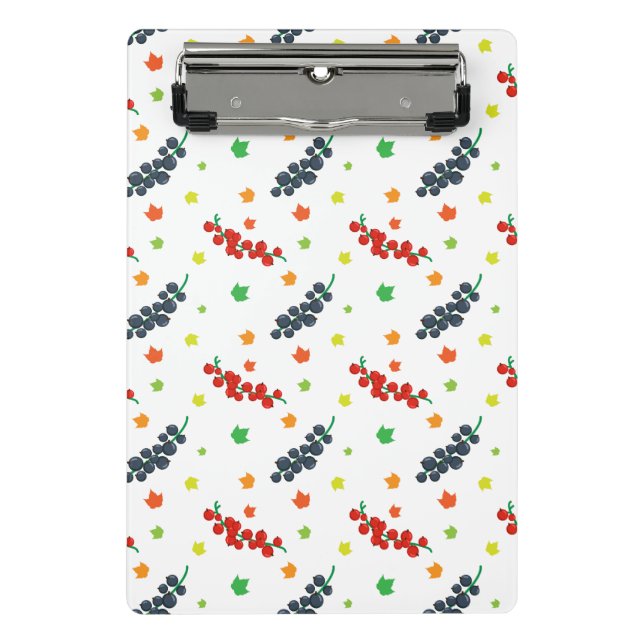 Minicarpeta De Pinza Patrón De Bayas, Redberry, Blueberry, Fruta (Anverso)