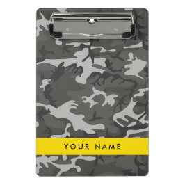 Minicarpeta De Pinza Patrón de camuflaje gris, tu nombre, Personaliza