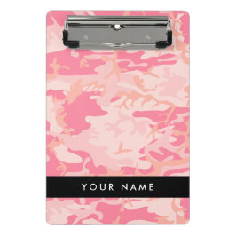 Minicarpeta De Pinza Patrón de camuflaje rosado, nombre, personalizació