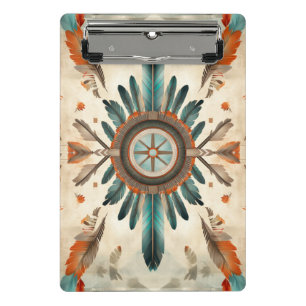 Minicarpeta De Pinza Patrón de Catcher de Sueños Retro de Feather Nativ