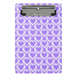 Minicarpeta De Pinza Patrón de Corazones Blancos Morados