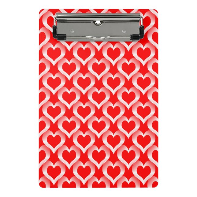 Minicarpeta De Pinza Patrón de Corazones Rojos Blancos (Anverso)
