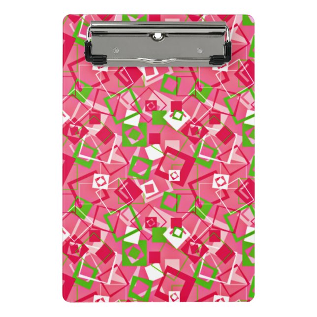 Minicarpeta De Pinza Patrón de cuadrados retro (Anverso)