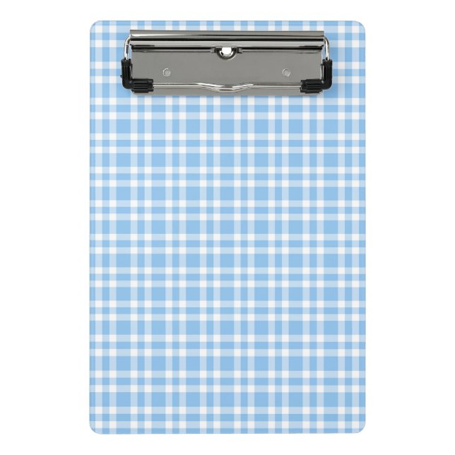 Minicarpeta De Pinza Patrón de Cuadro Azul Blanco (Anverso)