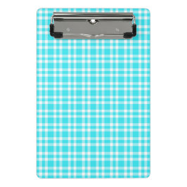 Minicarpeta De Pinza Patrón de Cuadro Escocés Azul Blanco