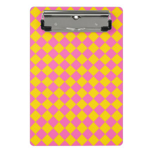 Minicarpeta De Pinza Patrón de cuadros arlequín de diamante amarillo ro
