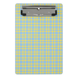 Minicarpeta De Pinza Patrón de cuadros azules y amarillos