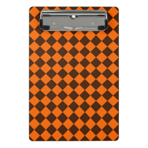 Minicarpeta De Pinza Patrón de cuadros de diamante naranja marrón