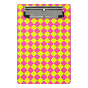 Minicarpeta De Pinza Patrón de cuadros de diamante rosa amarillo