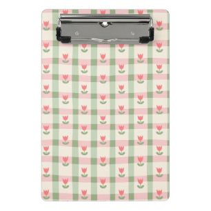 Minicarpeta De Pinza Patrón de cuadros de tulipán lindo Floral pastel
