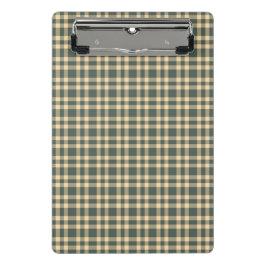 Minicarpeta De Pinza Patrón de Cuadros Verde Amarillo