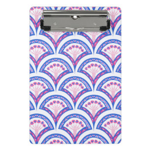 Minicarpeta De Pinza patrón de damasco floral azul