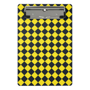 Minicarpeta De Pinza Patrón de diamante de cuadros amarillo negro