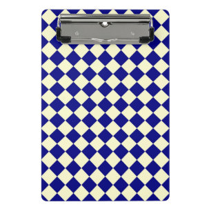 Minicarpeta De Pinza Patrón de diamante de cuadros azul amarillo