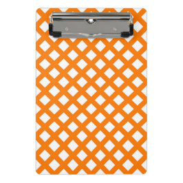 Minicarpeta De Pinza Patrón de diamante de cuadros naranja y blanco