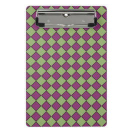 Minicarpeta De Pinza Patrón de diamante de cuadros púrpura verde