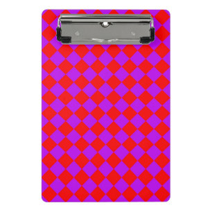 Minicarpeta De Pinza Patrón de diamante de cuadros rojo púrpura