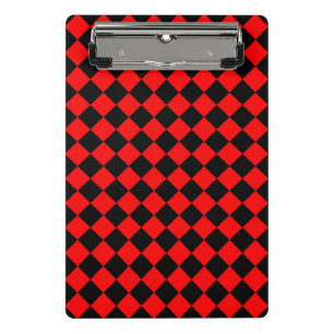 Minicarpeta De Pinza Patrón de diamante de cuadros rojos y negros