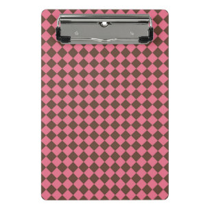 Minicarpeta De Pinza Patrón de diamante de cuadros rosa marrón