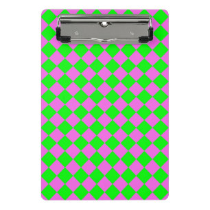 Minicarpeta De Pinza Patrón de diamante de cuadros rosa verde