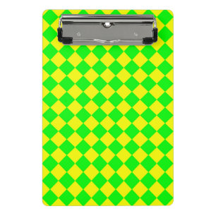 Minicarpeta De Pinza Patrón de diamante de cuadros verde amarillo