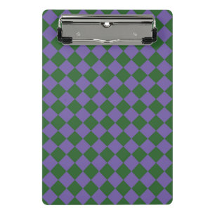 Minicarpeta De Pinza Patrón de diamante de cuadros verde púrpura